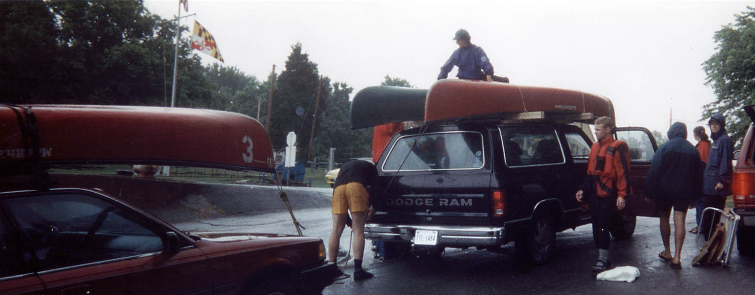 Loading canoes at the end of an awesome trip. (Category:  Paddling)