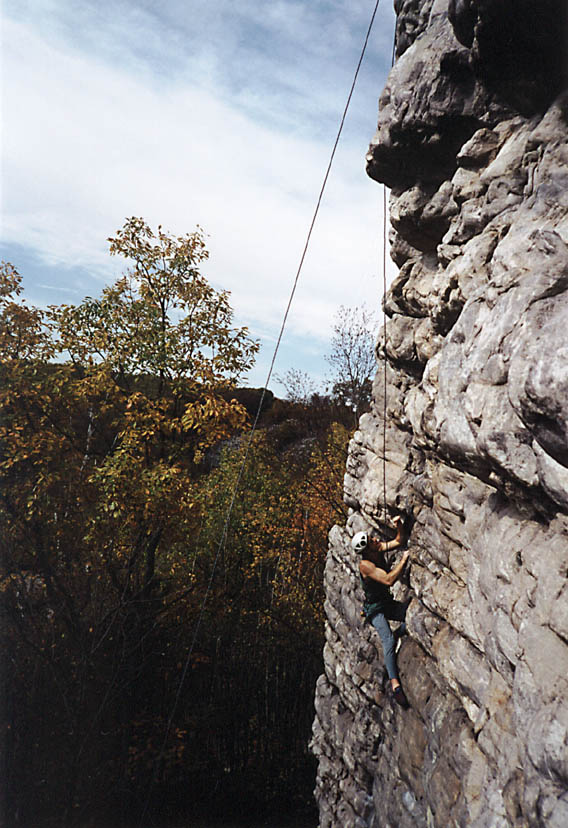 Climbing Black Crack on Toprope (Category:  Rock Climbing)
