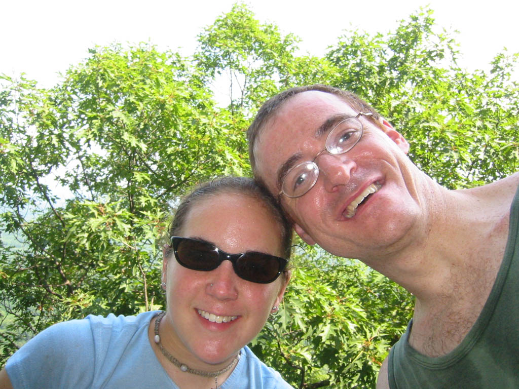 Lindsay and me very sweaty on a very hot day. (Category:  Rock Climbing)