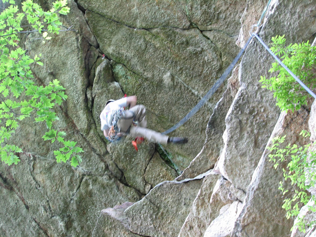 Ryan making a move while leading Kansas City. (Category:  Rock Climbing)
