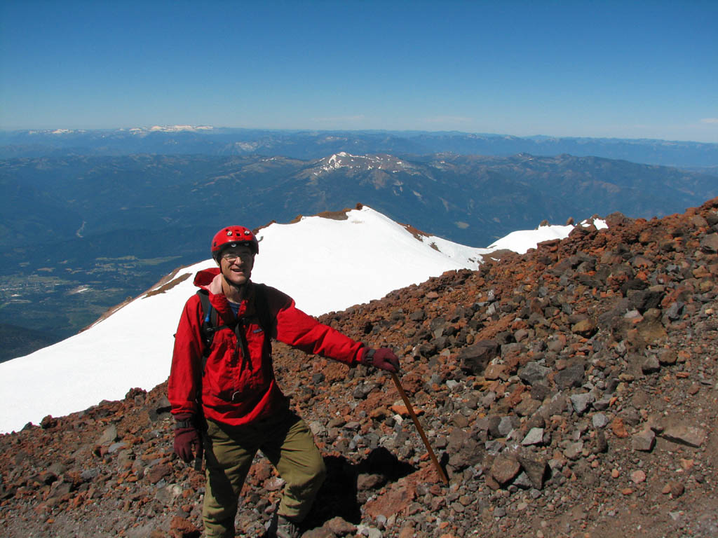 Hiking up Red Banks, nearing the summit of Mt. Shasta. (Category:  Rock Climbing)