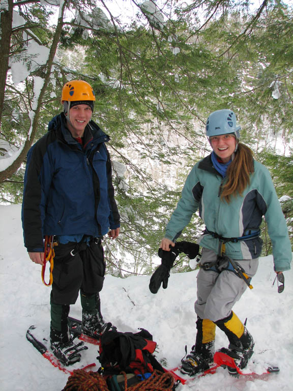 Keith and Anna after snowshoeing to the top of the gorge. (Category:  Ice Climbing)