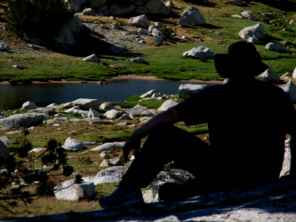 Jason hanging out at our bivy site. (Category:  Rock Climbing)