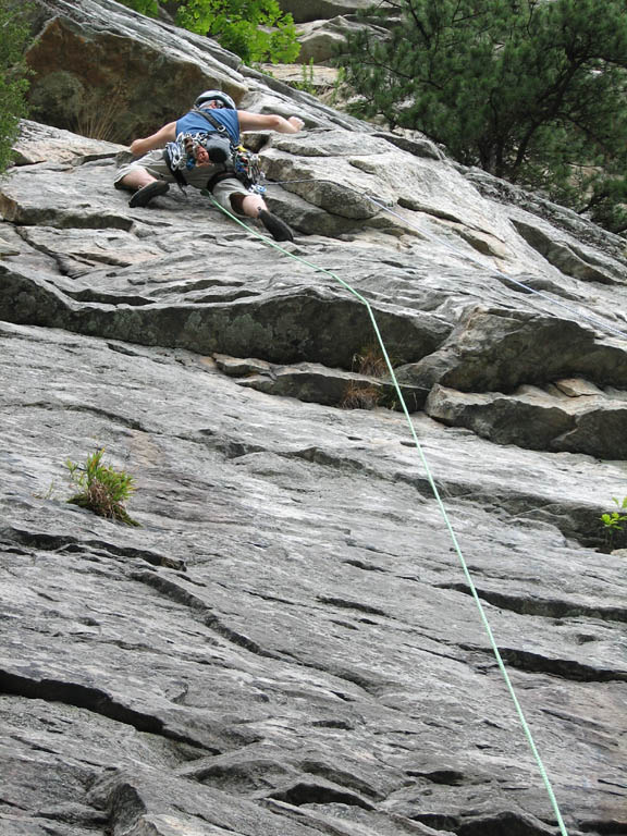 Jim leading the first pitch of CCK. (Category:  Rock Climbing)