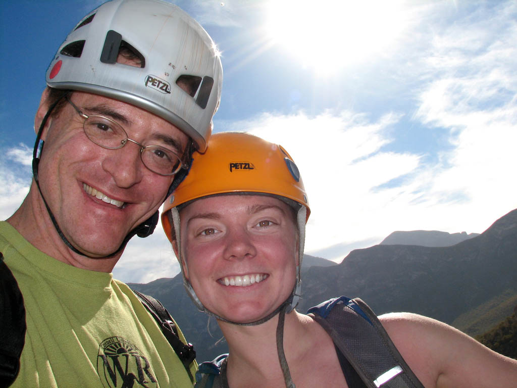 Me and Kristin at the top of Space Boyz. (Category:  Rock Climbing)