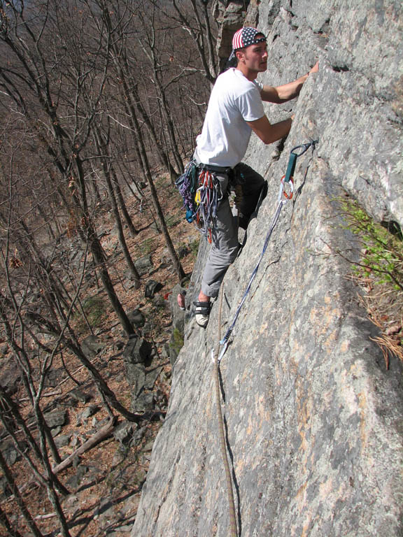 Nick climbing Morning After. (Category:  Rock Climbing)