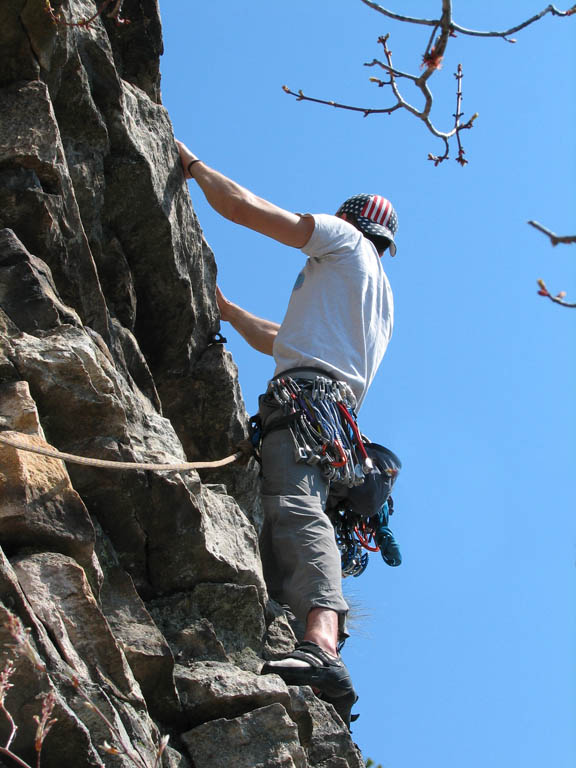 Nick leading pitch 2 of Morning After. (Category:  Rock Climbing)