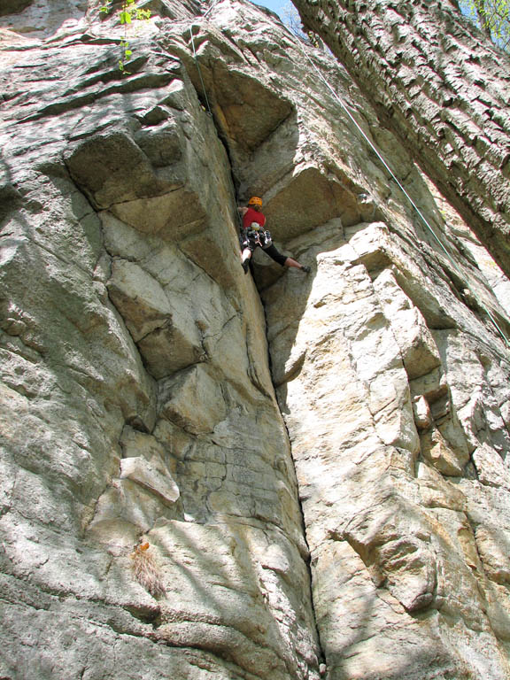 Kristin climbing Groovy. (Category:  Rock Climbing)