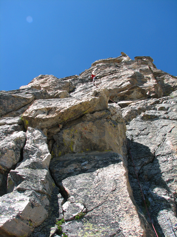 Leading the fun pitch on Disappointment Peak. (Category:  Rock Climbing)