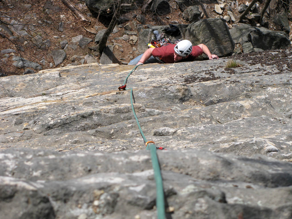 Guy following pitch 2 of City Lights. (Category:  Rock Climbing)