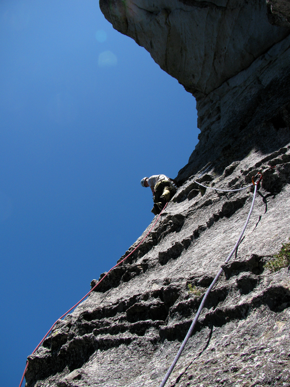 Me leading the sweet third pitch. (Category:  Rock Climbing)