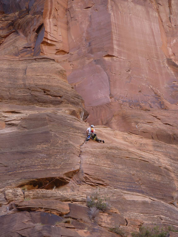 Leading the second pitch. (Category:  Rock Climbing)