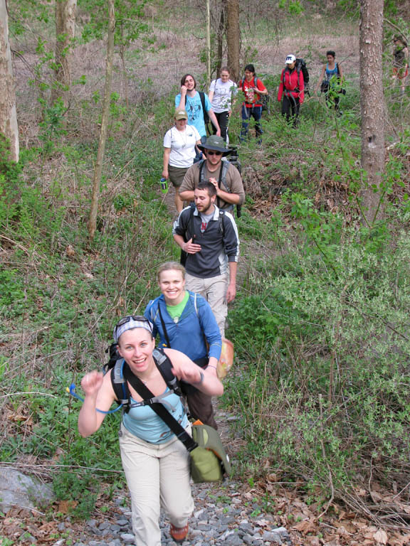 The class hiking out of Lick Brook. (Category:  Backpacking)