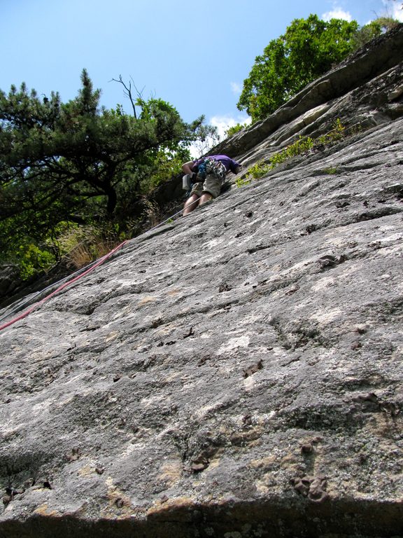 Alex at the blueberry ledge on Blueberry Ledges. (Category:  Rock Climbing)