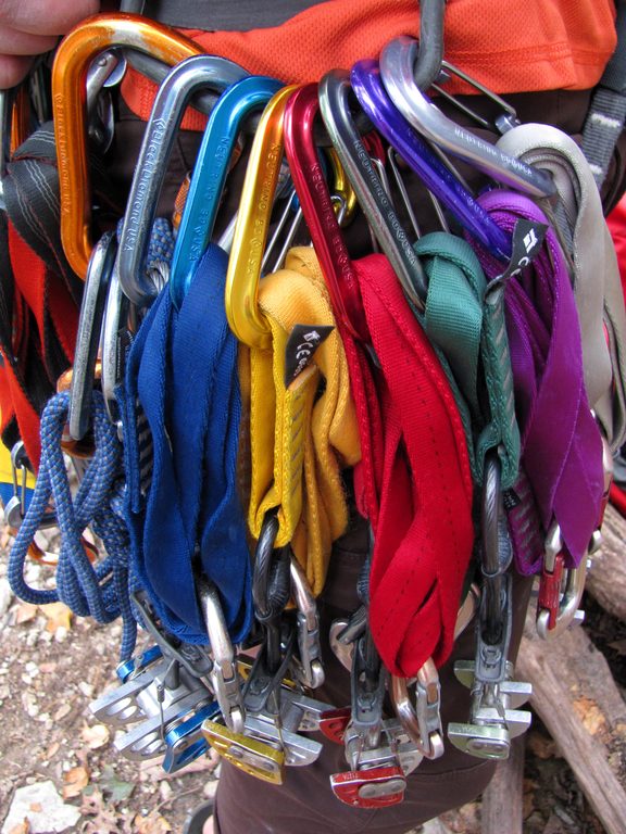 Mike has color coded biners AND slings! (Category:  Rock Climbing)