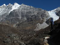 Dave in front of the long ridge east of Langtang Lirung. (Category:  Travel)
