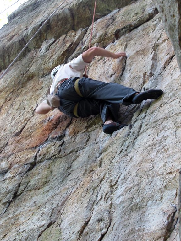 Chalking up mid-move? (Category:  Rock Climbing)