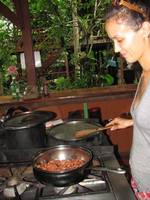 Sarah toasting cacao nuts. (Category:  Travel)