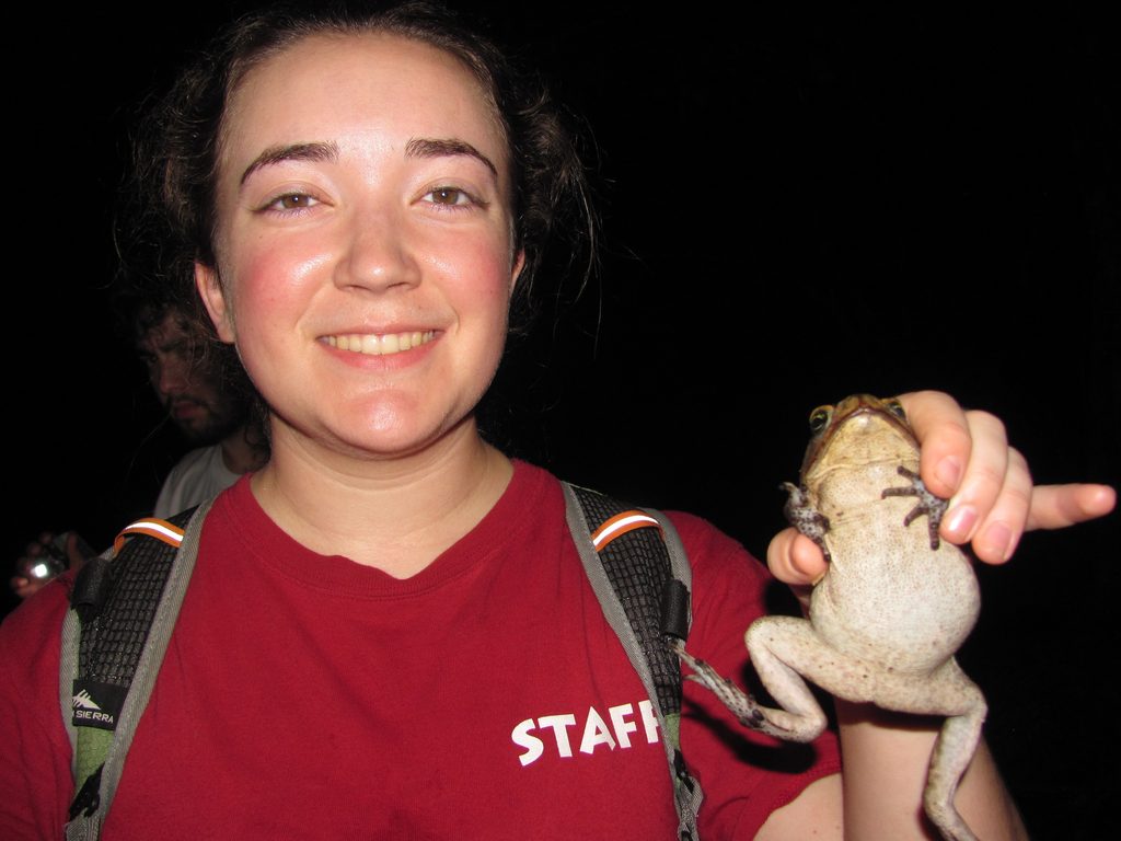 Tara with a Cane Toad. (Category:  Travel)