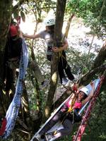 Laetitia, Becky and Wesley setting up their hammocks. (Category:  Travel)