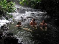 Emily, Charlie and Tara in the hot spring. (Category:  Travel)