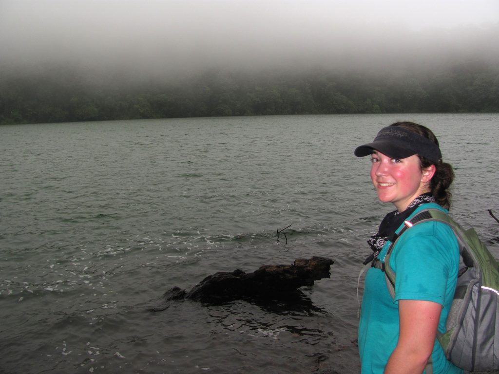 Tara at Laguna Chato, the lake which fills the dormant crater. (Category:  Travel)