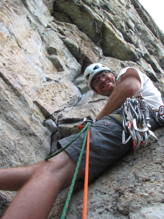 Me leading Directissima Instantly. (Category:  Rock Climbing)
