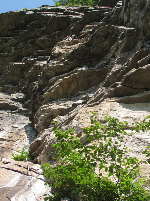 Anna leading Hans Puss Instantly. (Category:  Rock Climbing)