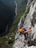 Jess climbing Fini au Pipi (Category:  Travel)