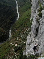 Emily climbing Fini au Pipi (Category:  Travel)