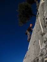 Jess climbing at Les Hauts Vernis. (Category:  Travel)
