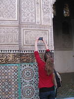 Morgan photographing intricate plaster work (Category:  Travel)
