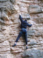 Lindsay climbing in the quarry. (Category:  Travel)
