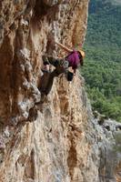 Jess climbing Poema de Roca (Category:  Travel)