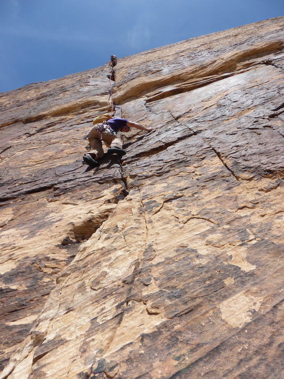 Me following Josh's lead of the crux pitch. (Category:  Rock Climbing)