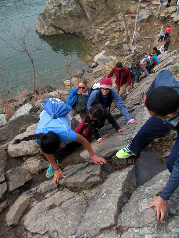 Scrambling up the Billy Goat Trail. (Category:  Family)