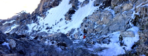 Lots of snow and ice on the route (Category:  Rock Climbing)