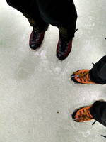 Yes, we are still wearing crampons in this photo. Did I mention that it was a bit wet? (Category:  Ice Climbing)