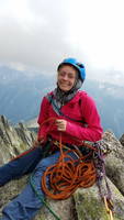 Jackie glad to be on top of Salbit (Category:  Climbing)