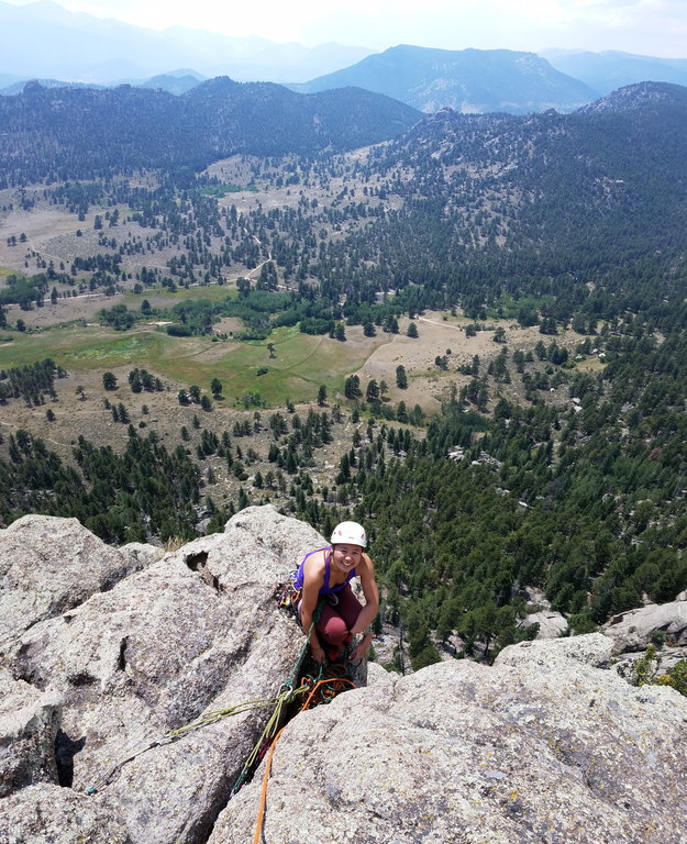 Cathy atop Pear Buttress (Category:  Climbing)