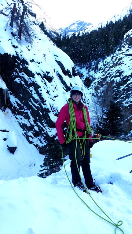 We rappelled in and top belayed for most every route in the park (Category:  Ice Climbing, Skiing)