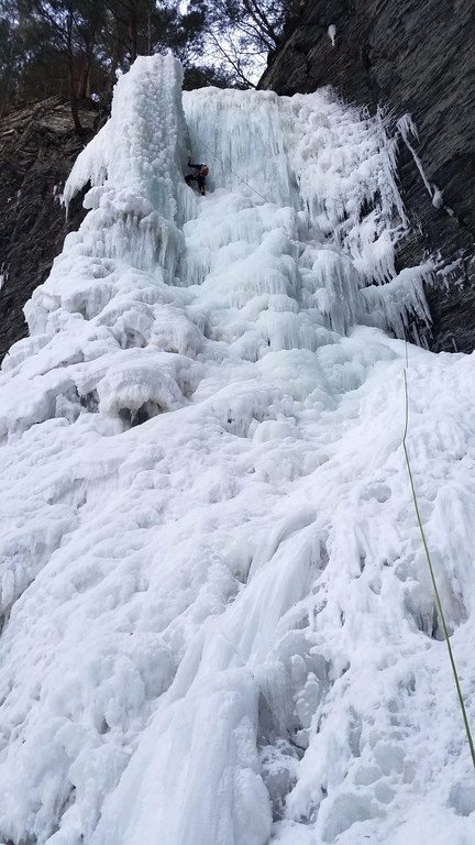 Libby following the upper falls (Category:  Ice Climbing)