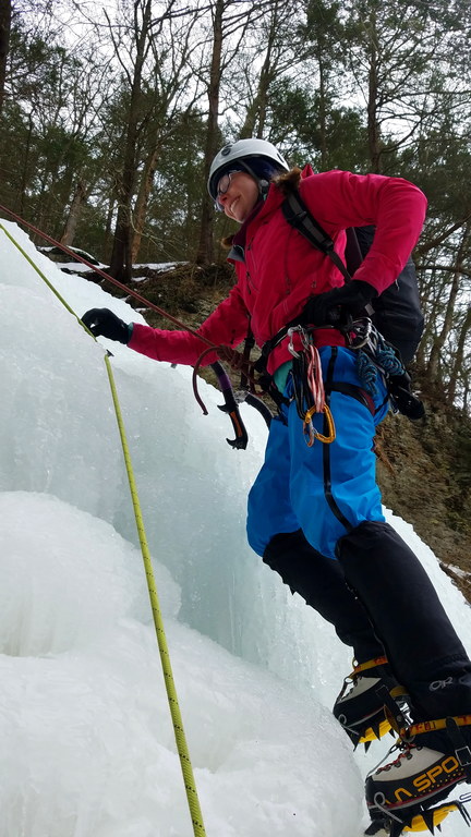 Jackie following the lower falls (Category:  Ice Climbing)
