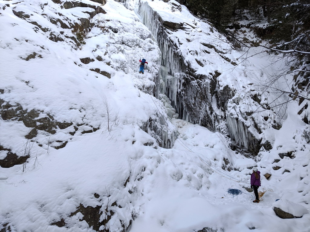 Emily at the start of Roaring Brook Falls (Category:  Ice Climbing)
