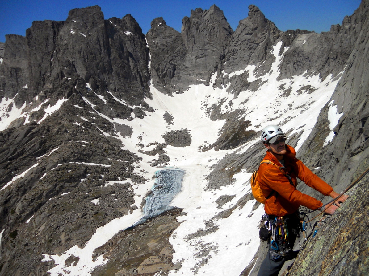 Me at the top of the last pitch on the South Buttress of Pingora. (Category:  Photography)