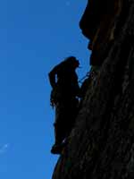 Guy leading p4 of Mountaineer's Route. (Category:  Photography)