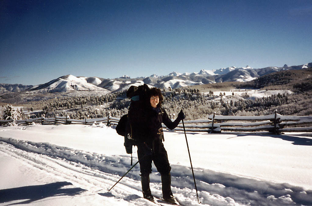 Marci and a nearly picture perfect background.  Can you find the Sneff? (Category:  Skiing)