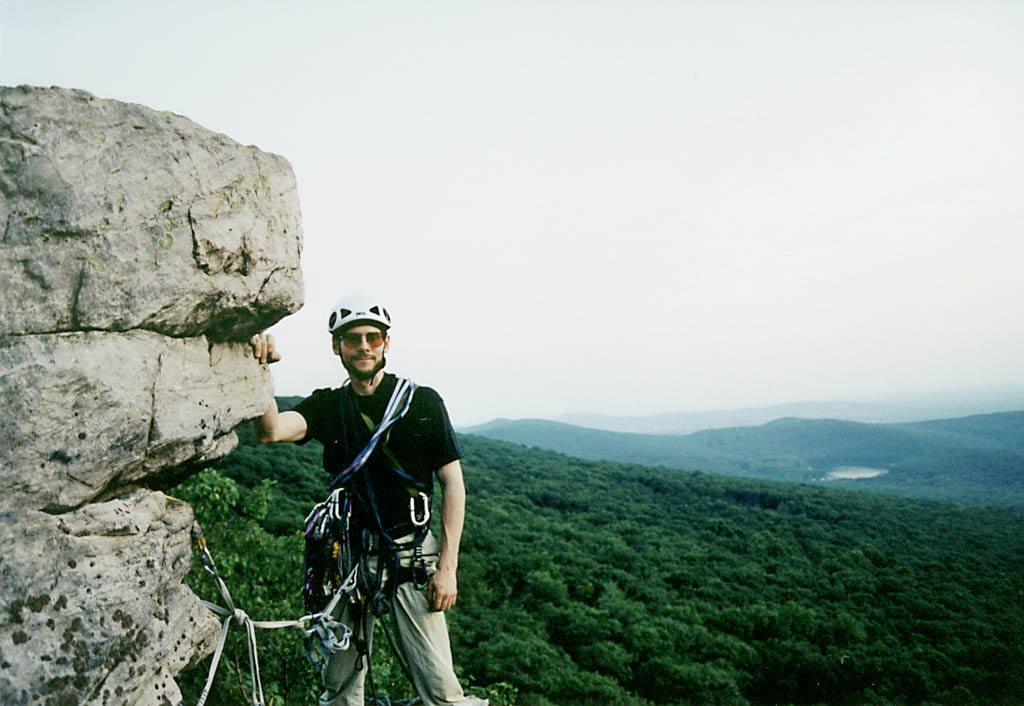 Mark after leading up the cliff. (Category:  Rock Climbing)