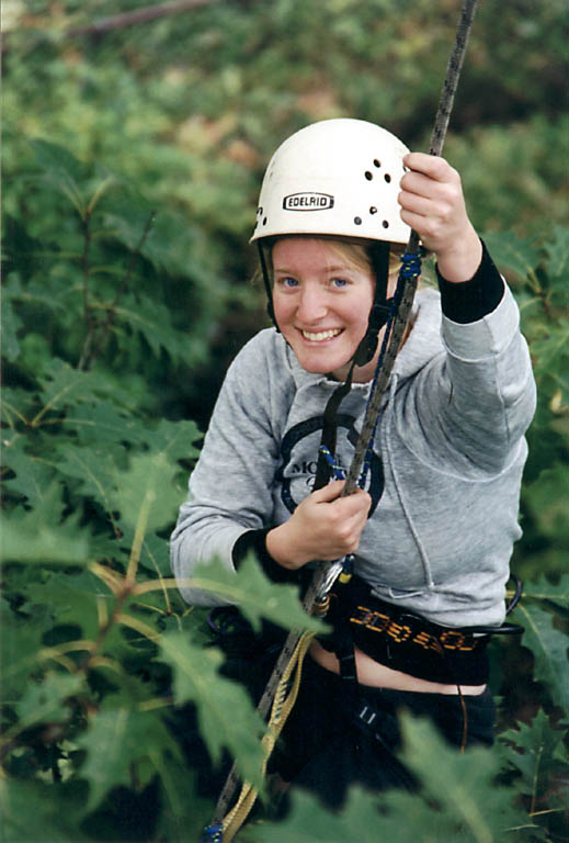Becky posing for the camera. (Category:  Tree Climbing)