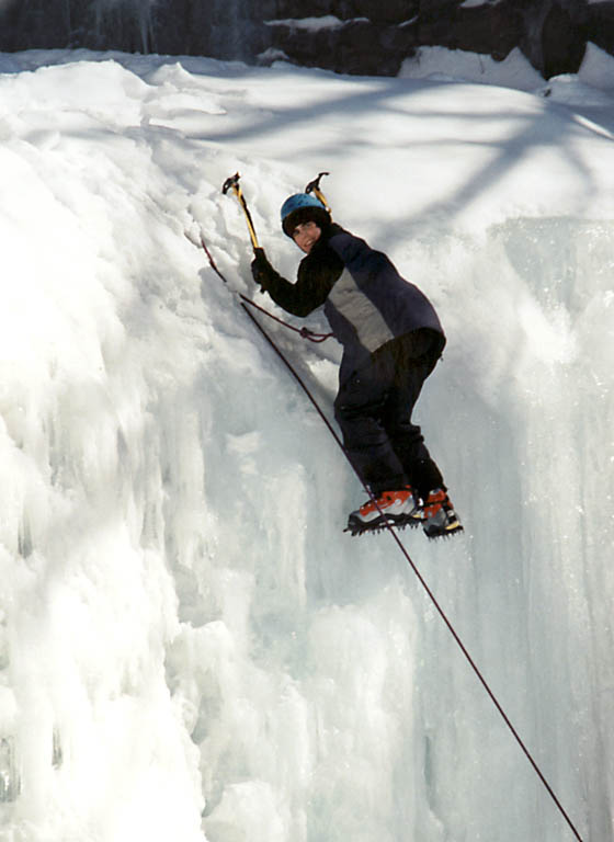 Steve at the top of the climb. (Category:  Ice Climbing)
